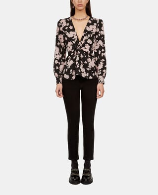 The Kooples WOMEN BLACK / PINK printed top with draping
