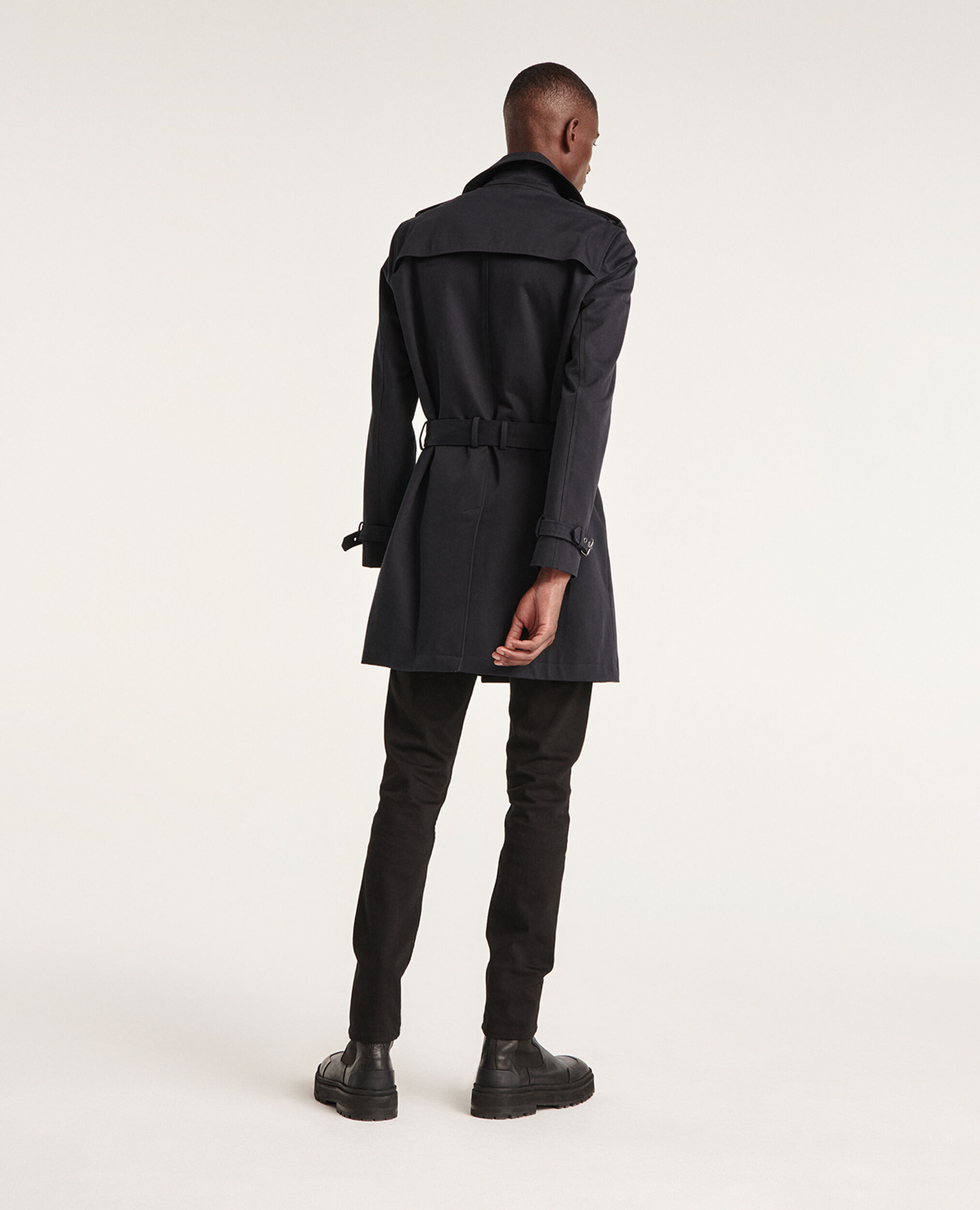Navy blue trench coat in cotton gabardine The Kooples