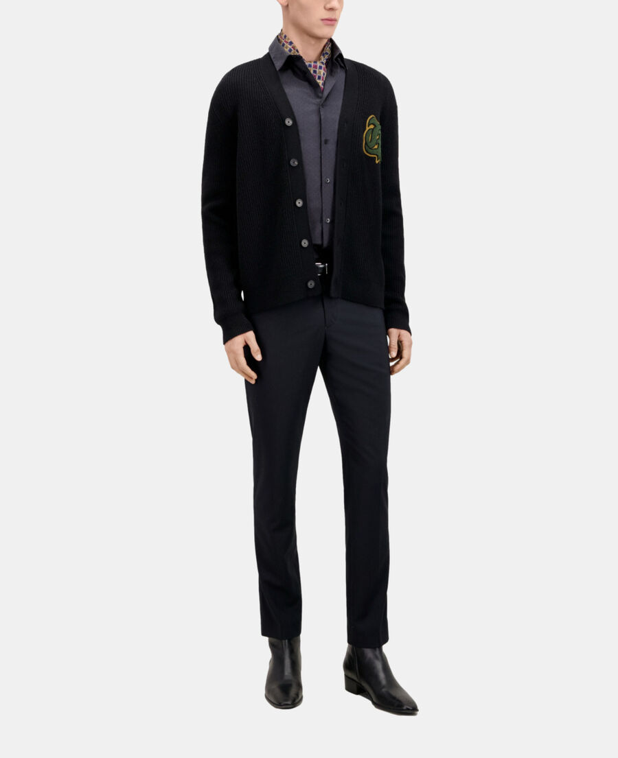 The Kooples MEN BLACK black ribbed wool-blend cardigan