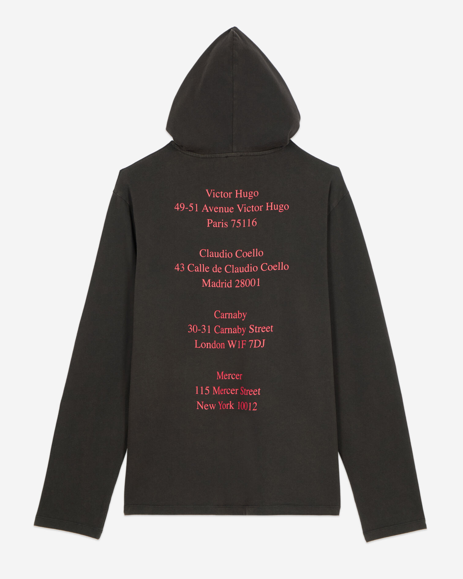 Long-sleeved black hooded Locations serigraphy t-shirt, BLACK WASHED, hi-res image number null