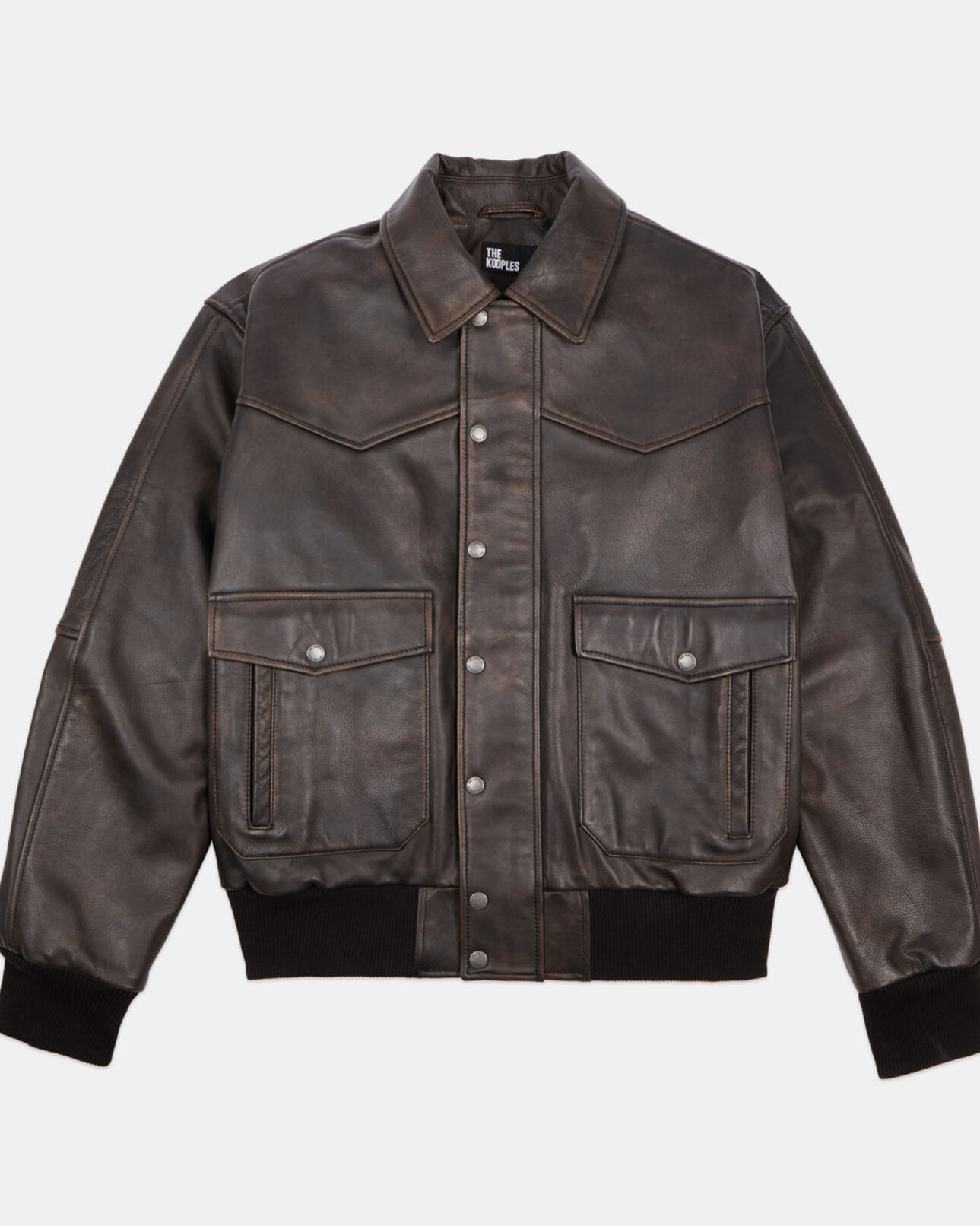 The Kooples HOMBRE DARK BROWN chaqueta piel marrón