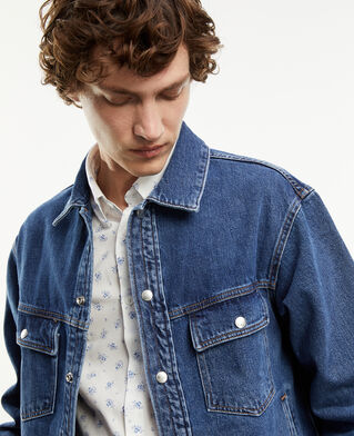 The Kooples HERREN BLEU INDIGO jeansjacke blau mit druckknöpfen