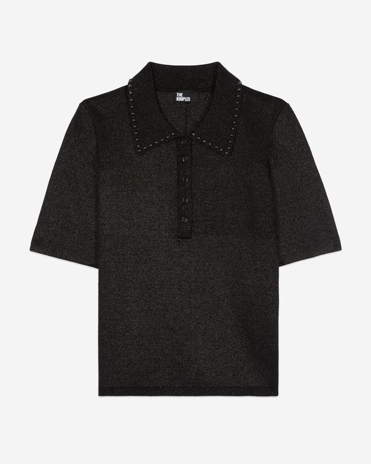 The Kooples WOMEN BLACK black mesh polo t-shirt