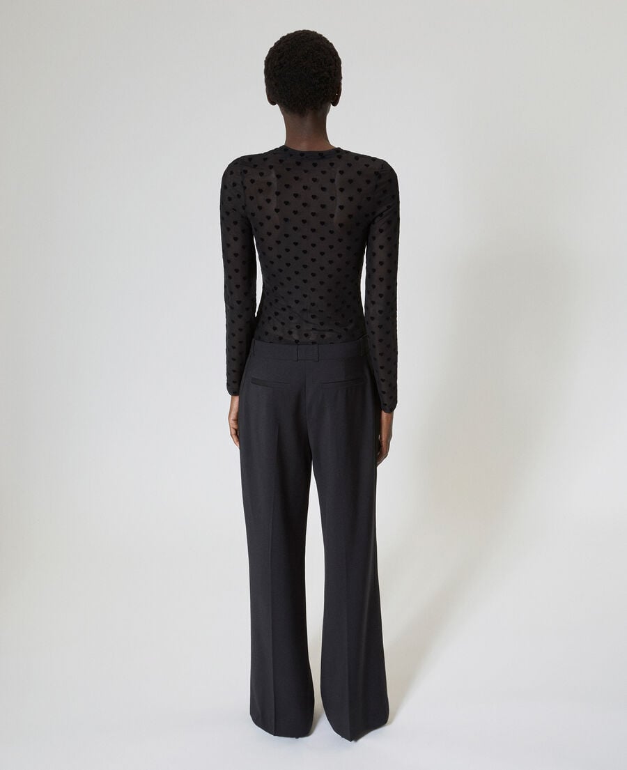 The Kooples WOMEN BLACK wide-leg pants with black wool stripe