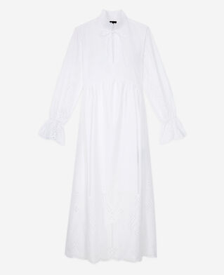The Kooples F WHITE long white dress with broderie anglaise