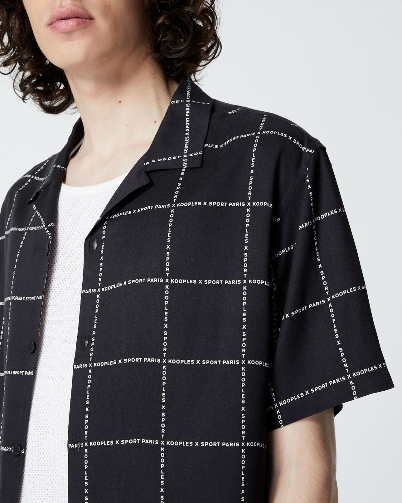 The Kooples HOMBRE BLACK WHITE camisa manga corta negra cuadros