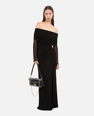 The Kooples DAMEN BLACK lange, schwarze pochette aus leder