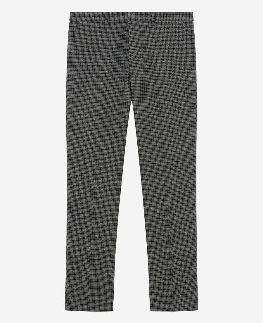 The Kooples HOMME GREY pantalon de costume droit en pied de poule noir et gris