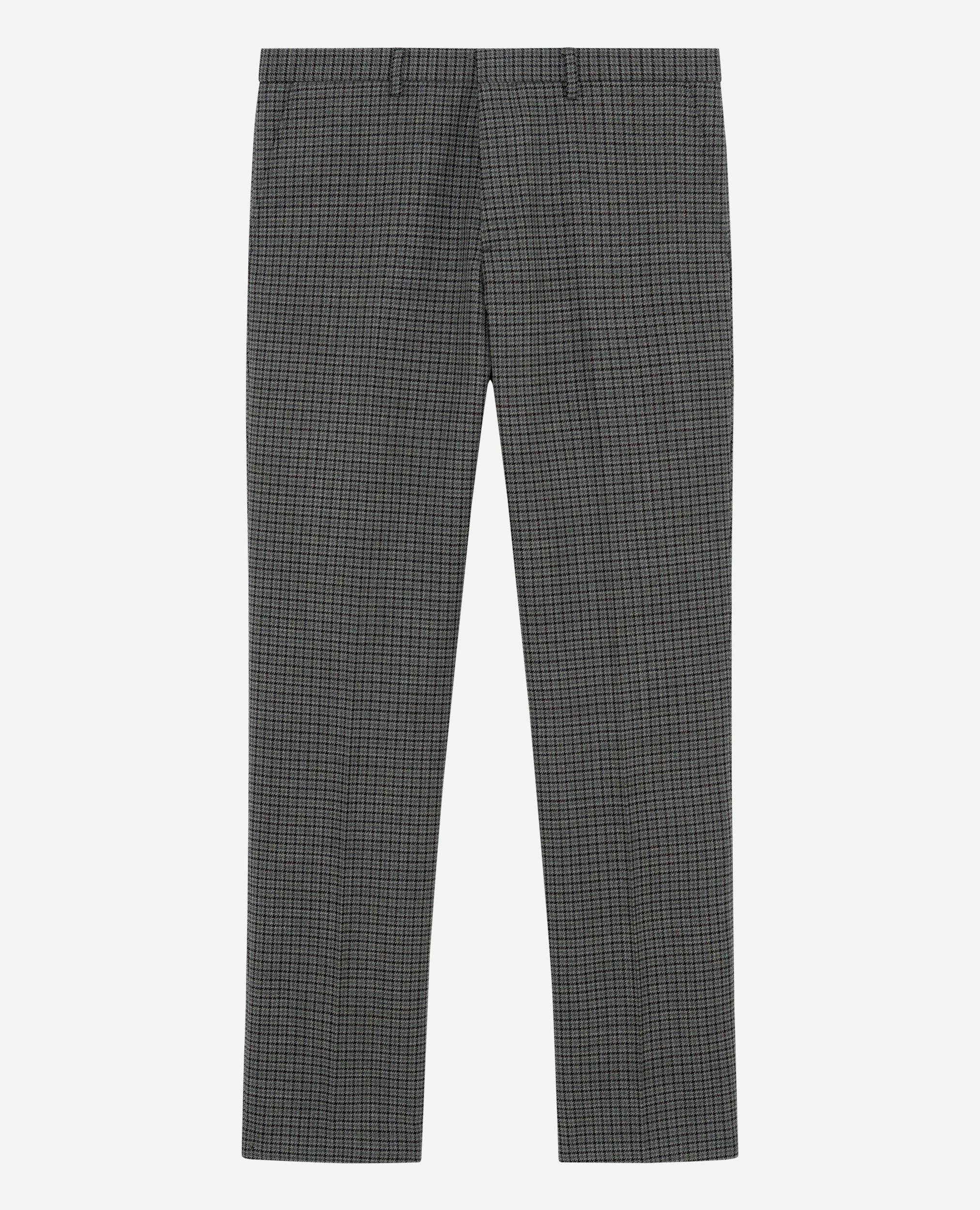 Pantalon de costume droit en pied de poule noir et gris, GREY, hi-res image number null