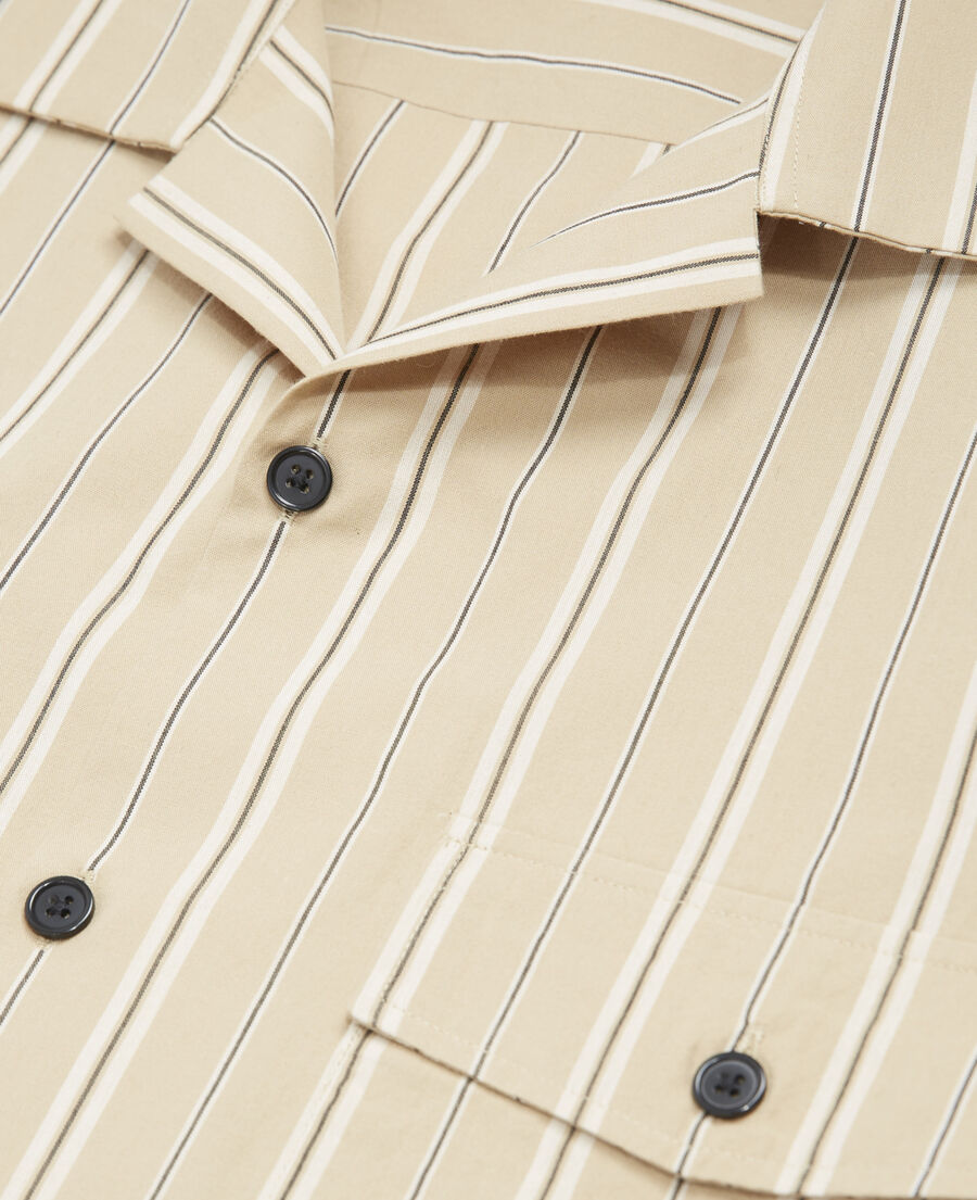 beige striped hawaiian-collar shirt