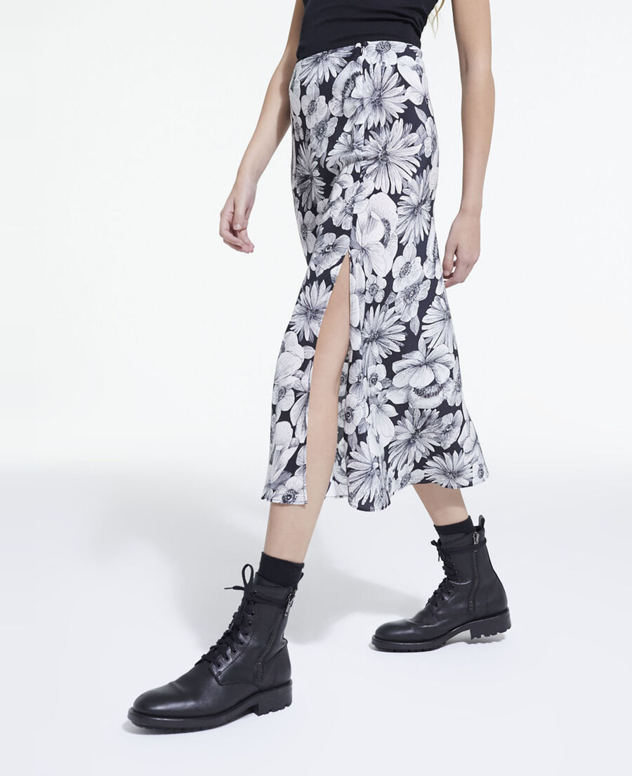 long floral silk skirt