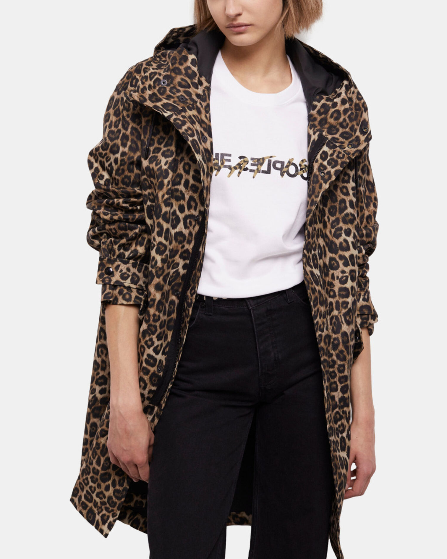Long parka with leopard print hood, LEOPARD, hi-res image number null