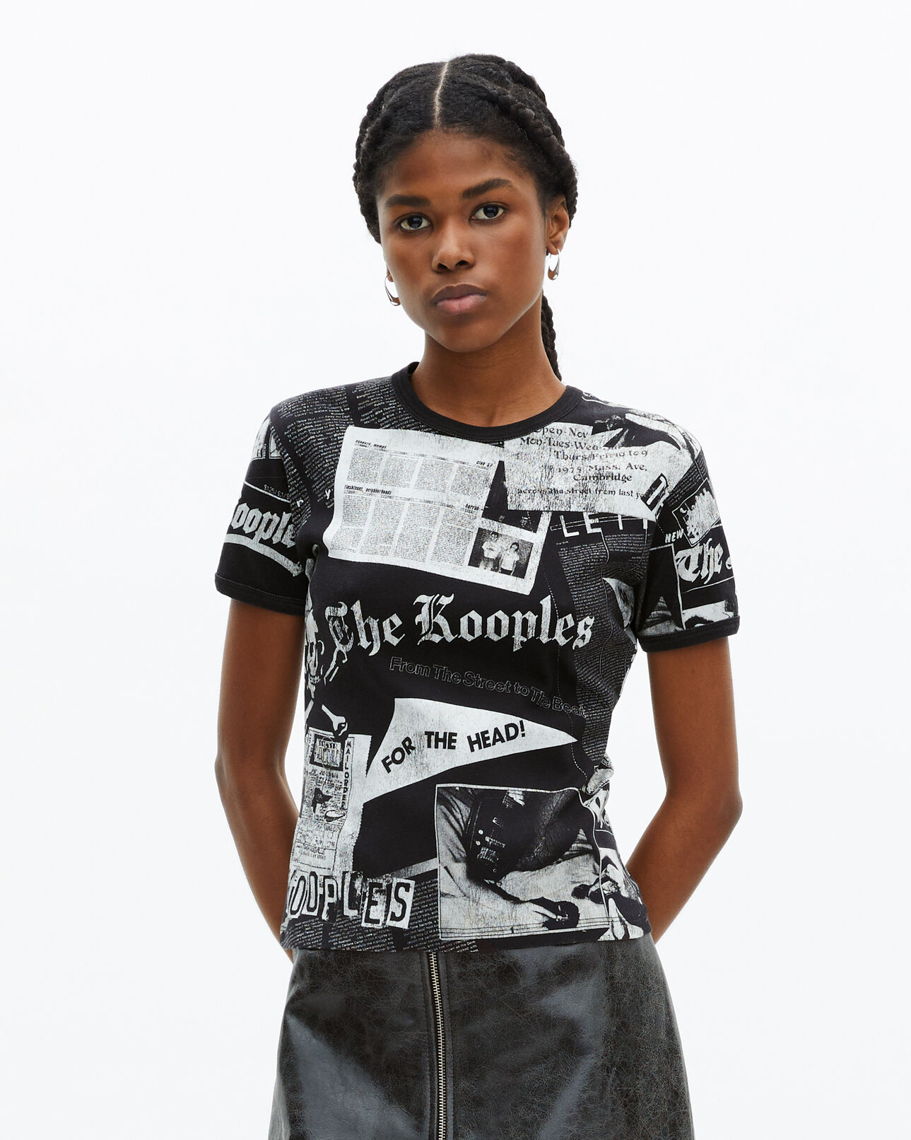 The Kooples MUJER BLACK WASHED camiseta con serigrafía en blanco y negro