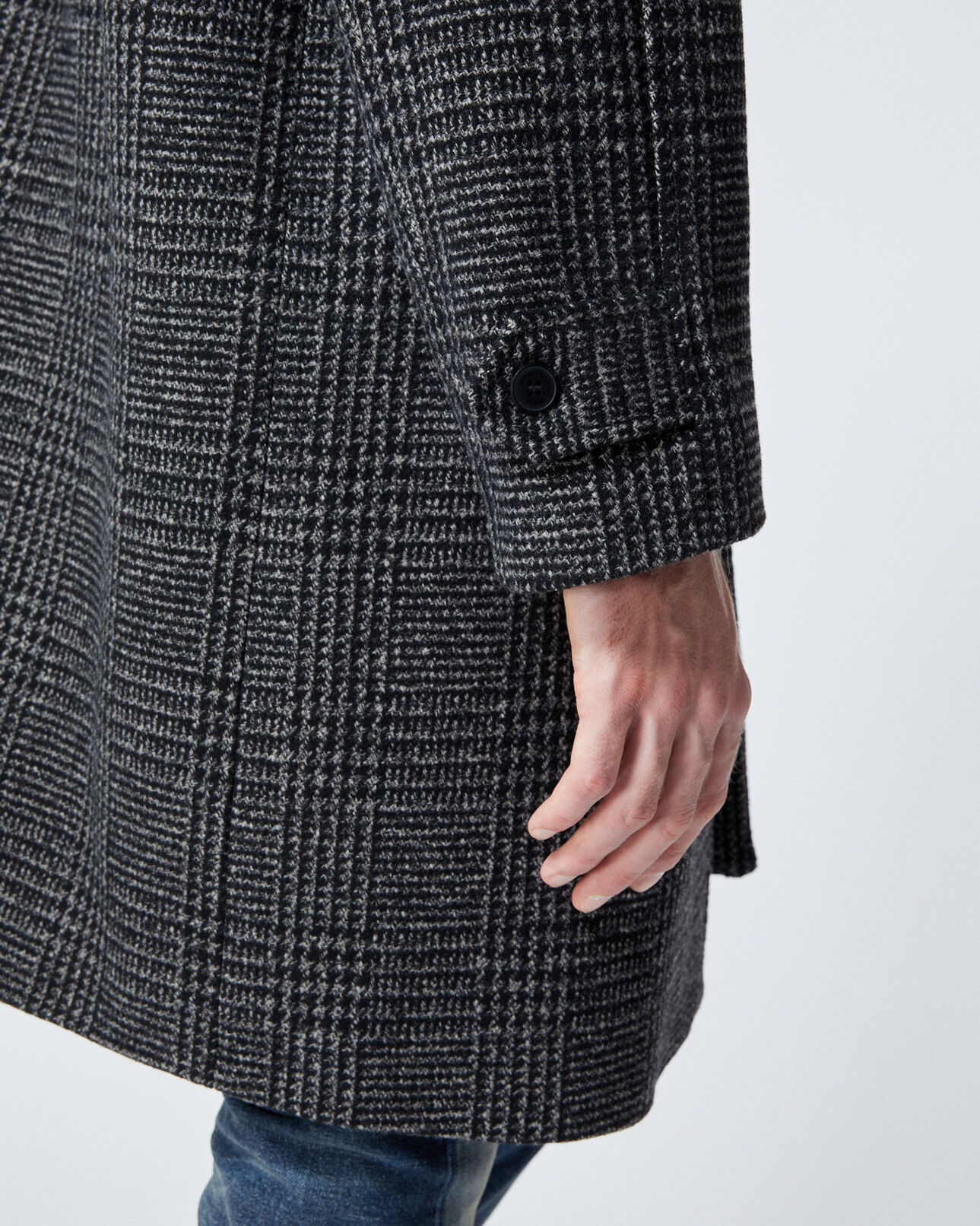The Kooples HOMME BLACK GREY manteau laine gris foncé à carreaux