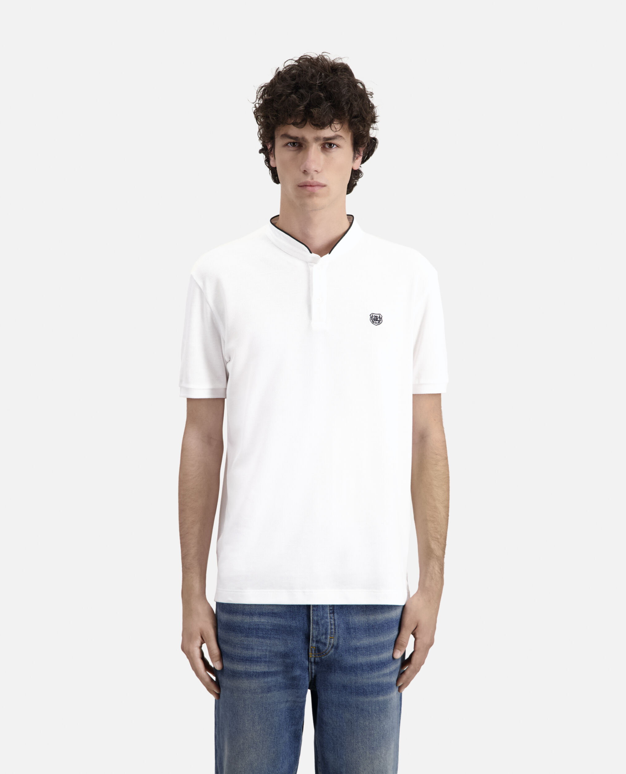 White officer collar polo shirt