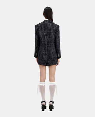The Kooples WOMEN BLACK WHITE black and white tweed suit jacket