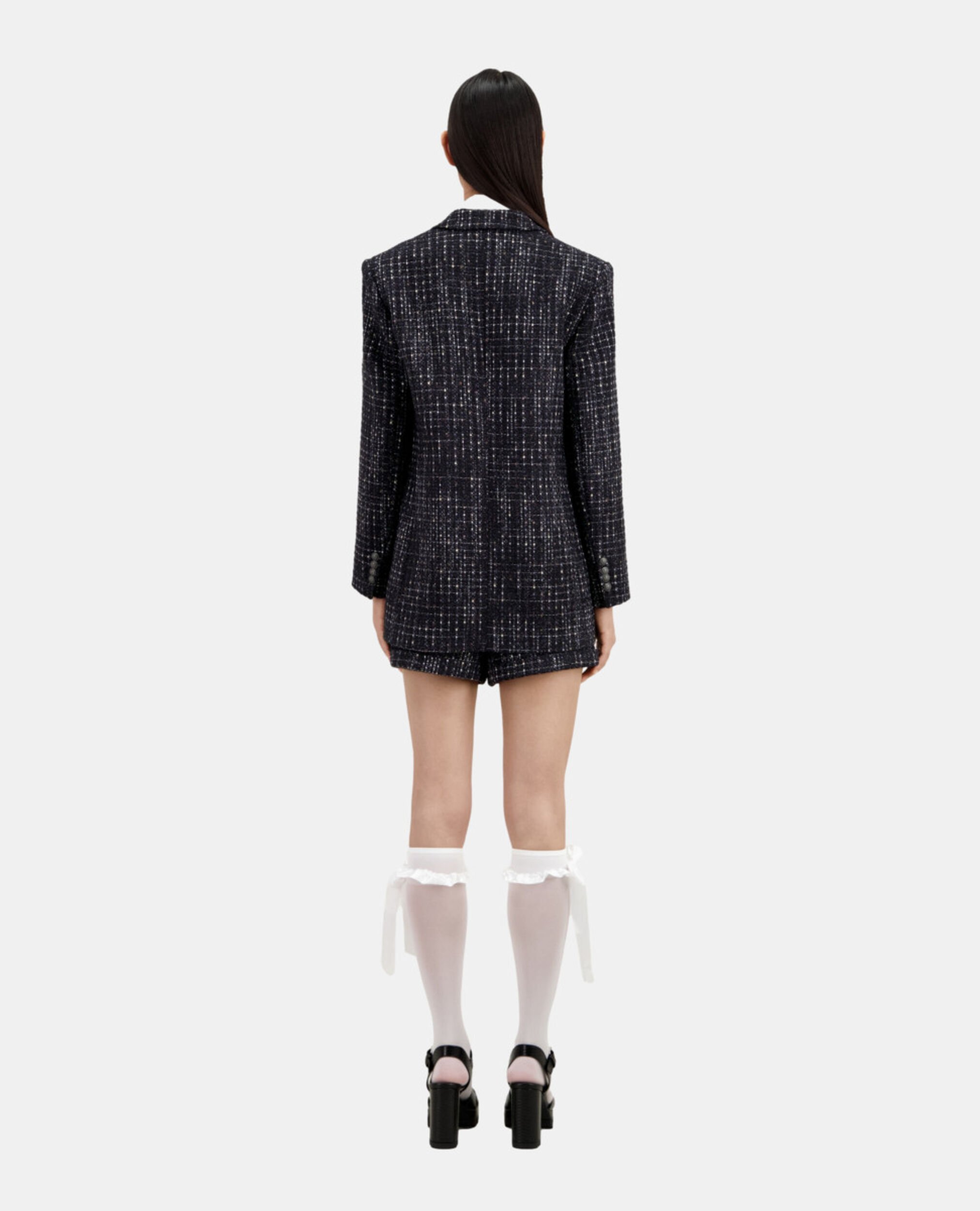 Black and white tweed suit jacket, BLACK WHITE, hi-res image number null