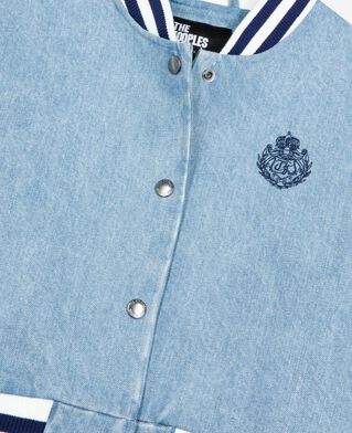 The Kooples FEMME BLUE WHITE blouson teddy manches courtes en denim
