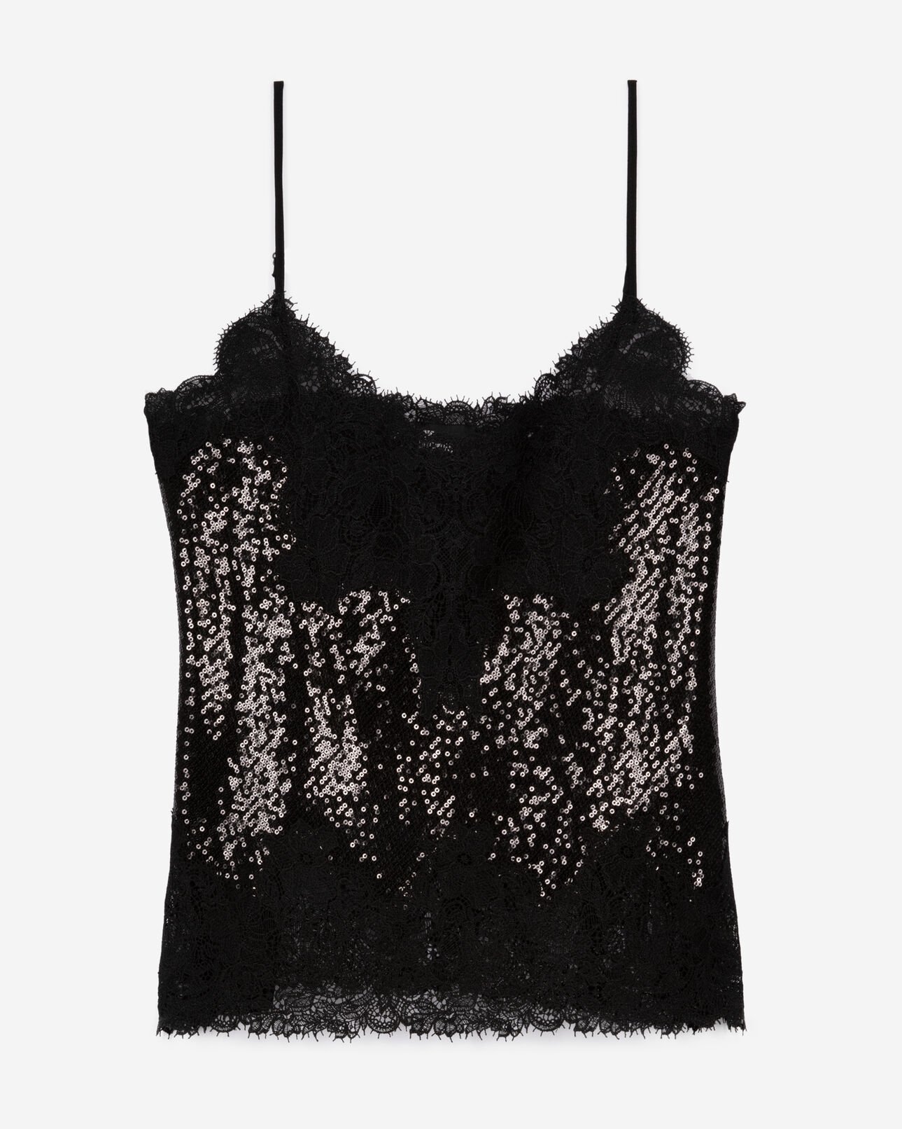 The Kooples FEMME BLACK caraco à sequins et dentelle noir