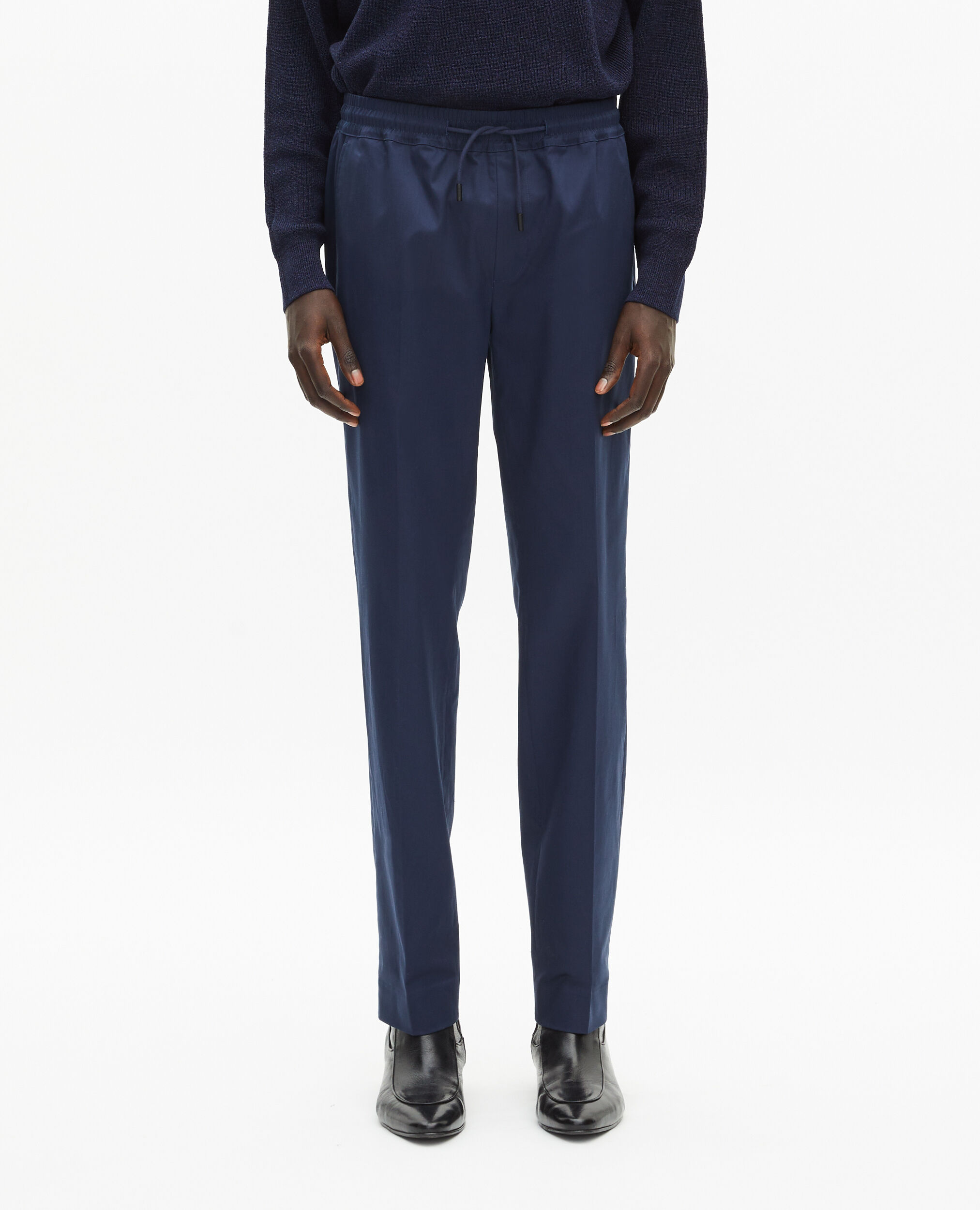 Navy straight-leg pants, NAVY, hi-res image number null
