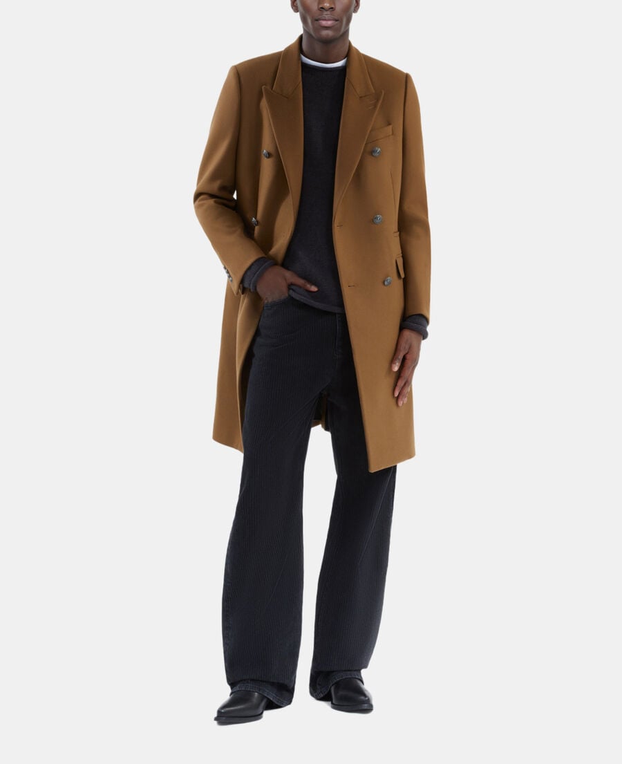 The Kooples MEN CAMEL long camel wool blend coat