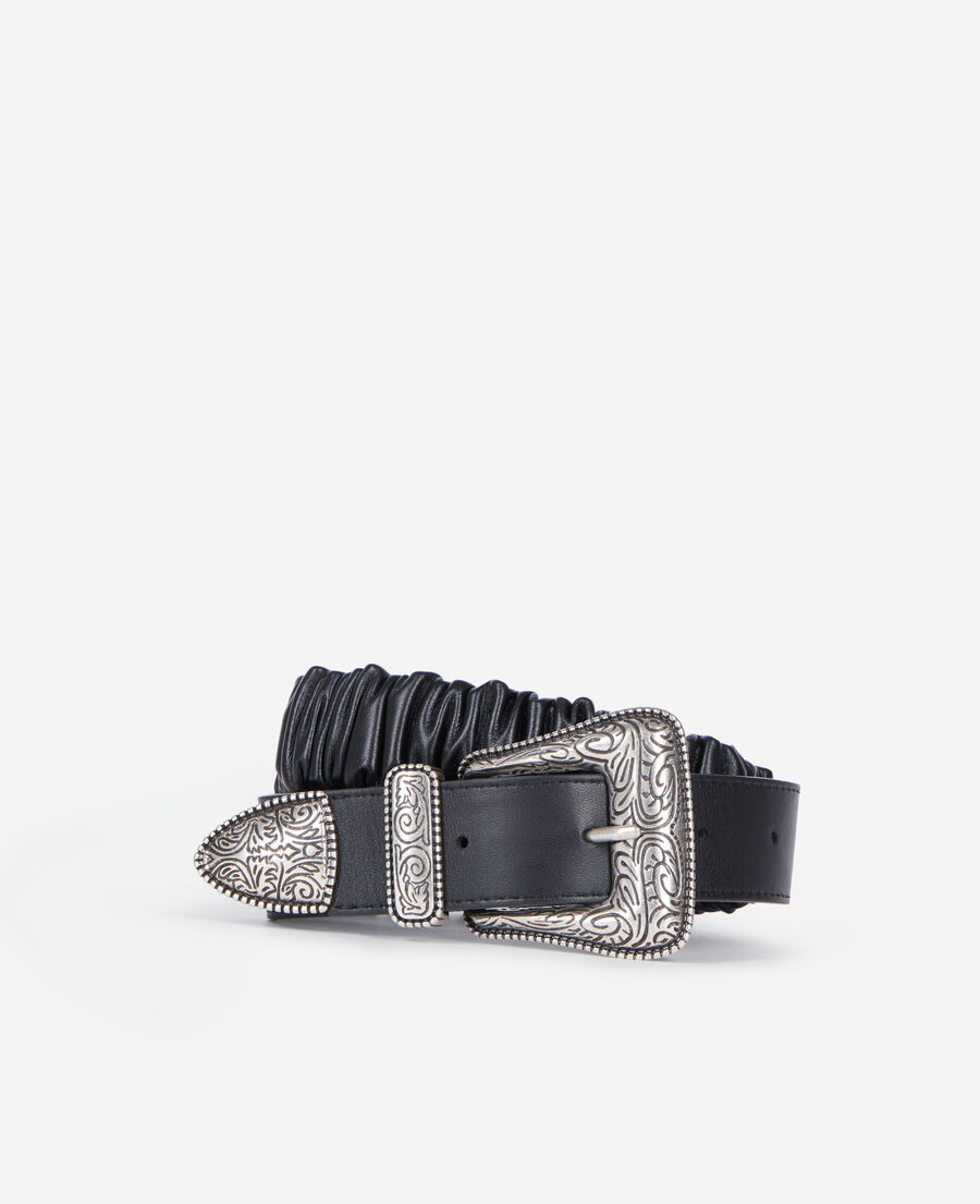 The Kooples WOMEN BLACK wide black gathered leather belt