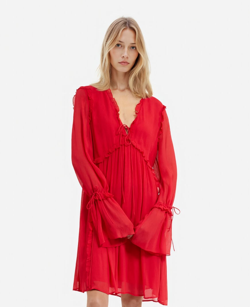 The Kooples DAMEN RED / BURGUNDY kurzes kleid mit rüschen rot