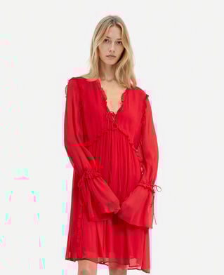 The Kooples DAMEN RED / BURGUNDY kurzes kleid mit rüschen rot