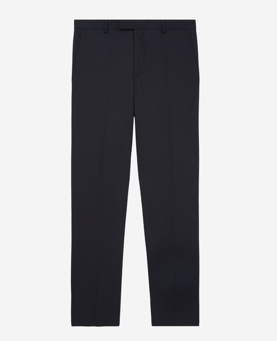 pantalon de costume prince de galles en laine bleu marine