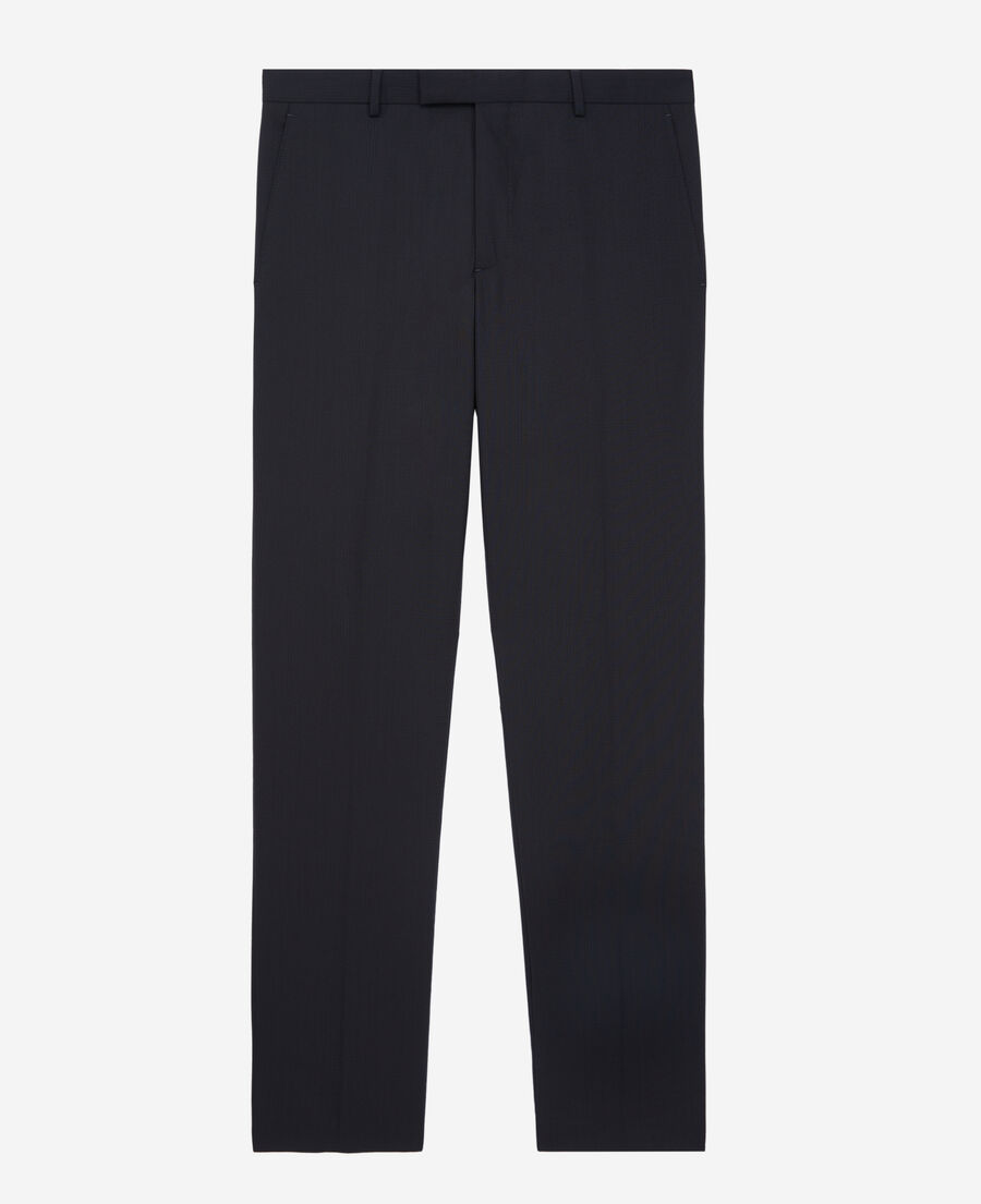 prince of wales navy blue wool suit trousers