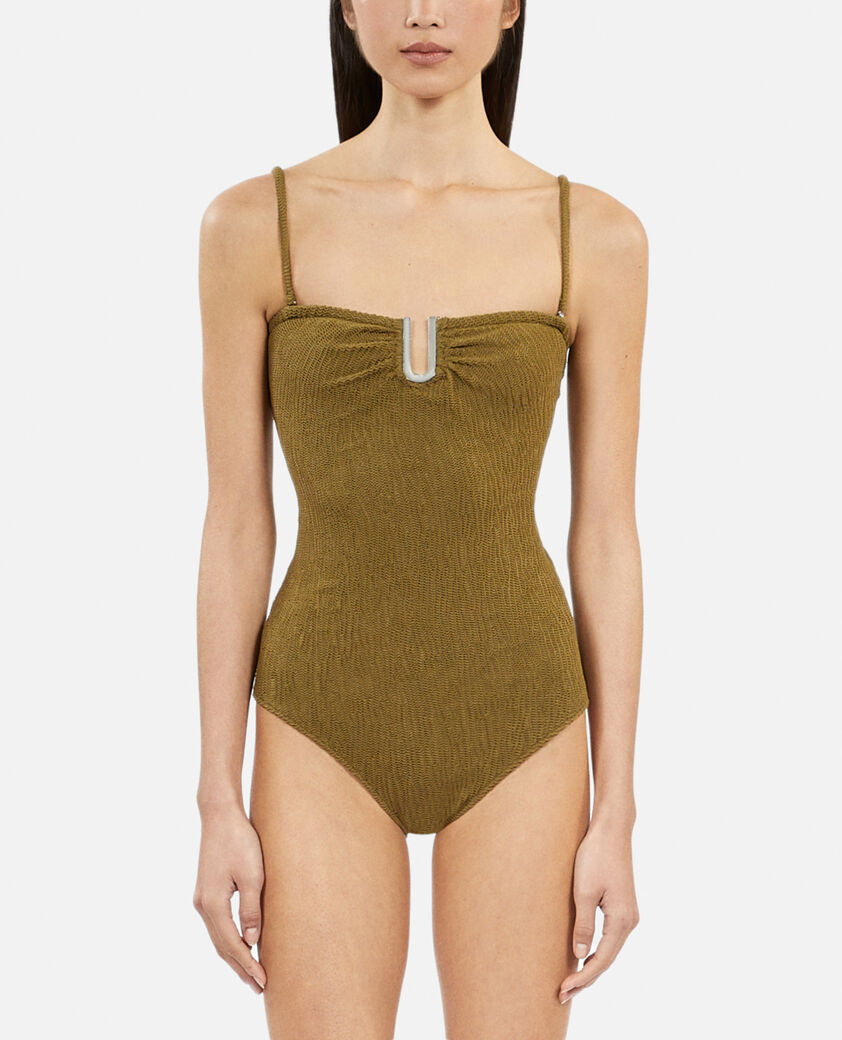 The Kooples WOMEN KAKI the kooples x luz one-piece strapless khaki swimsuit