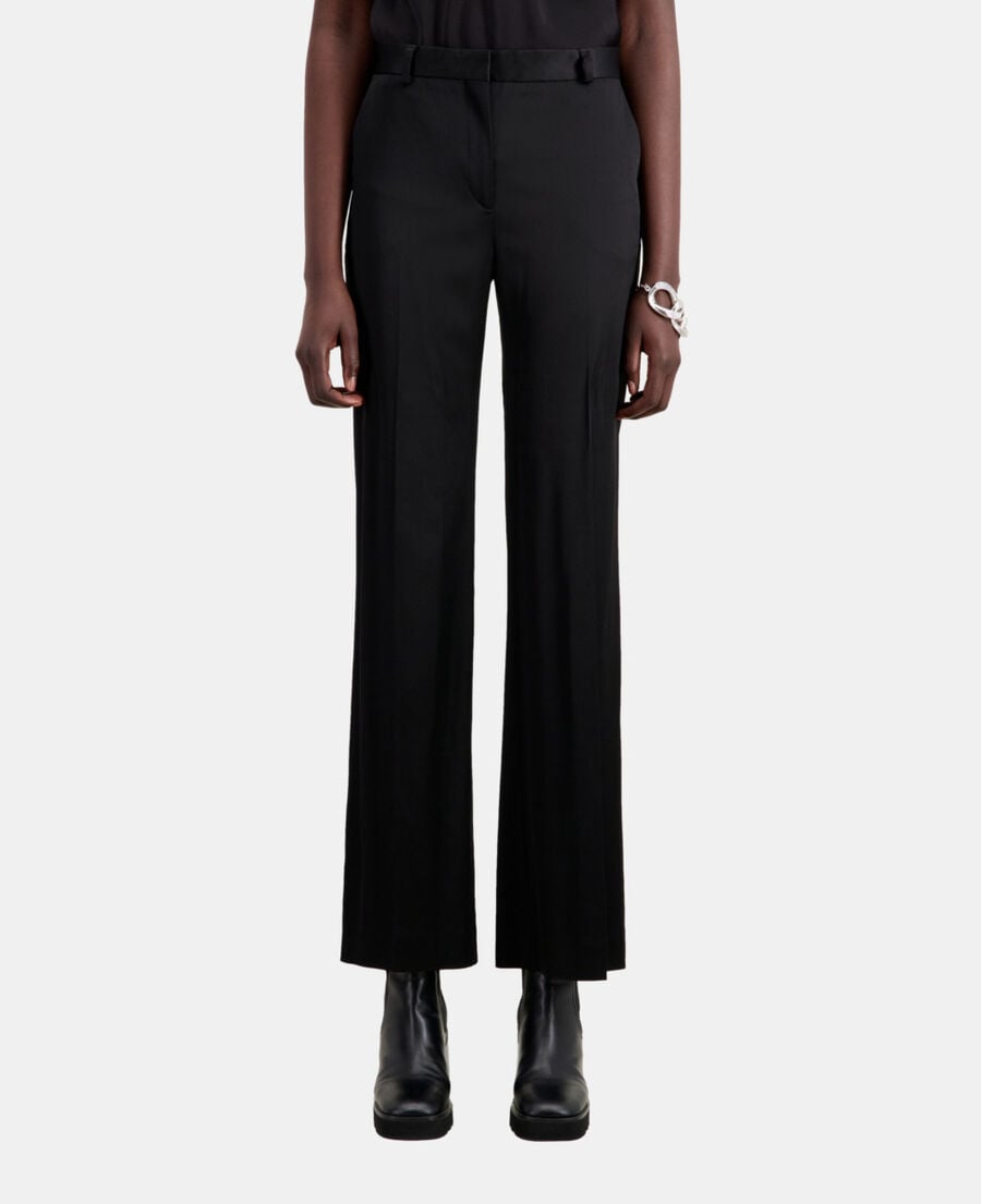 The Kooples WOMEN BLACK black satin suit trousers