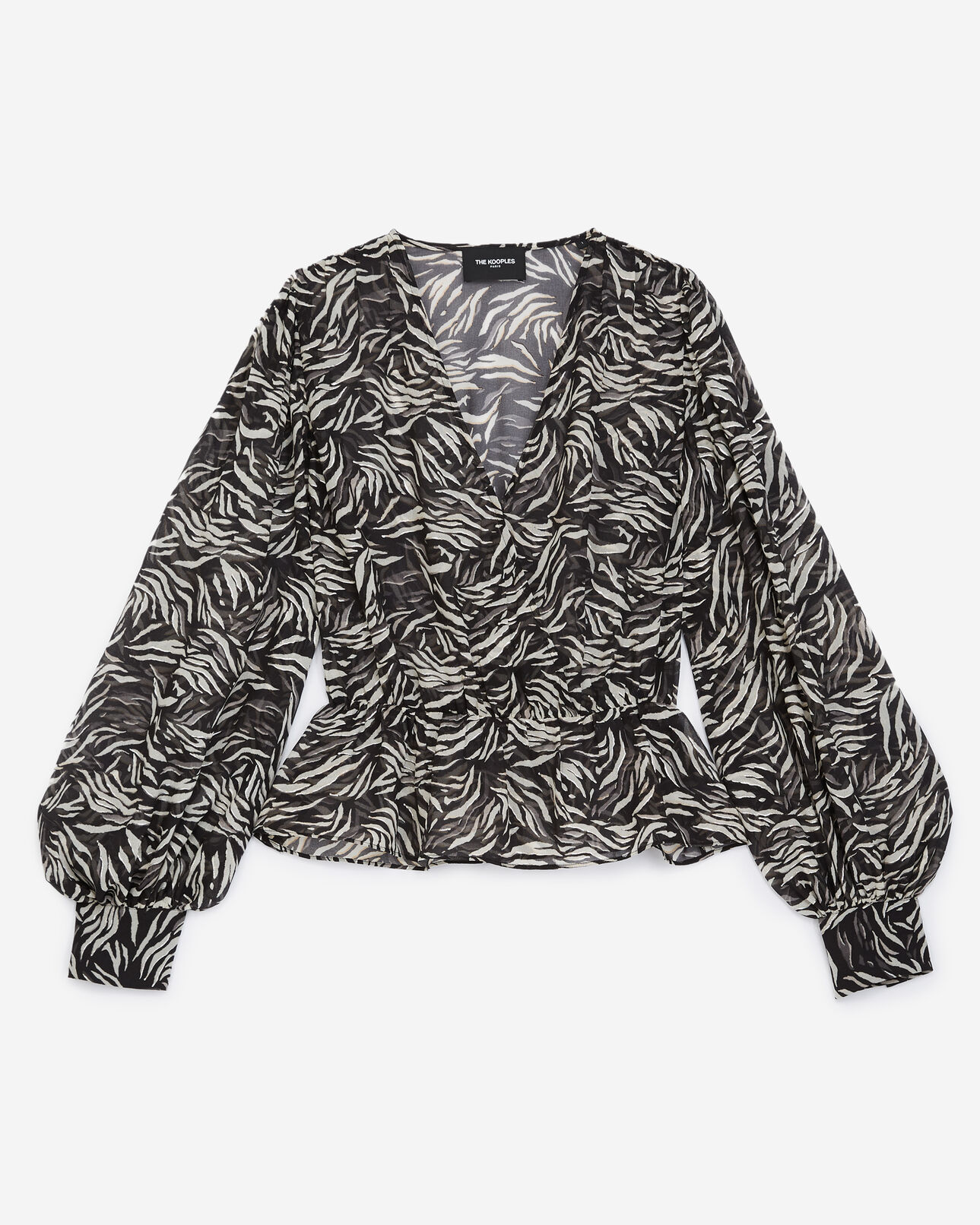 The Kooples WOMEN BLACK WHITE flowing black and white zebra-print top