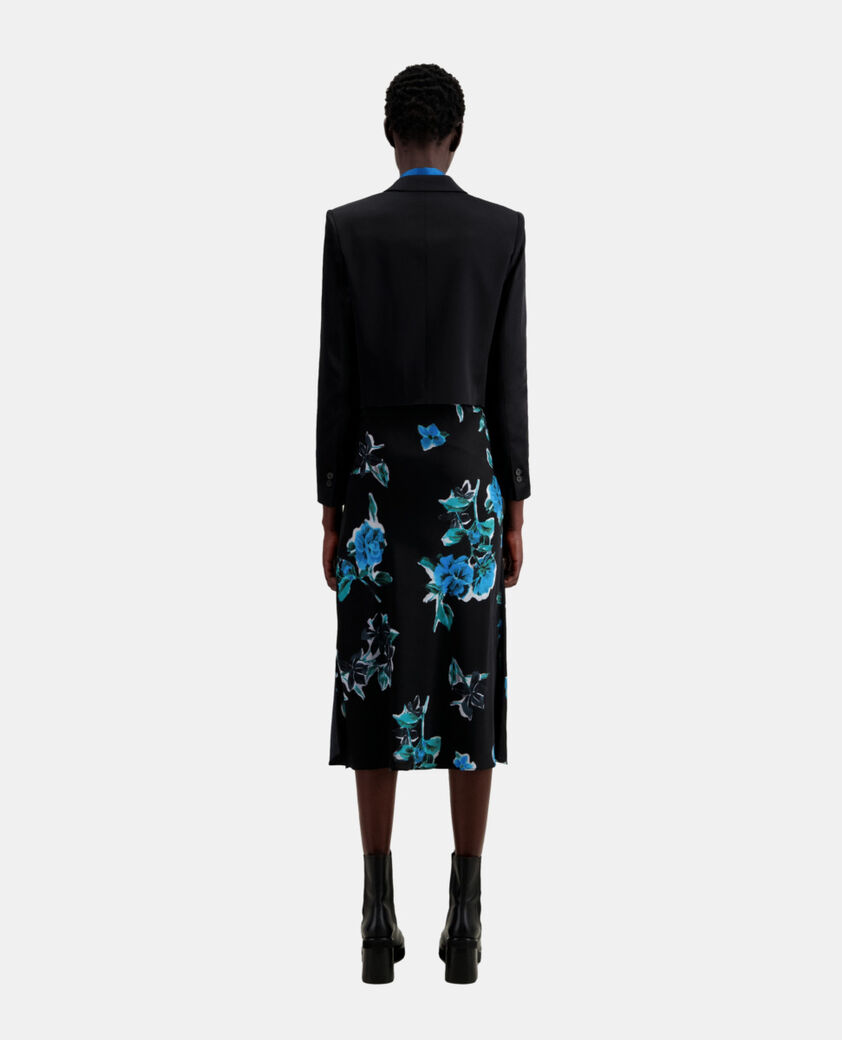 The Kooples WOMEN BLACK short black satin blazer