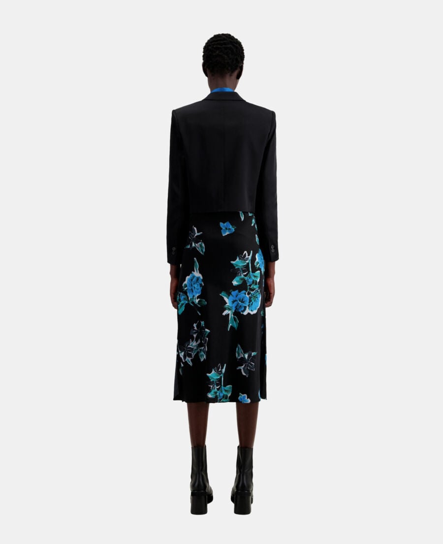 The Kooples WOMEN BLACK short black satin blazer