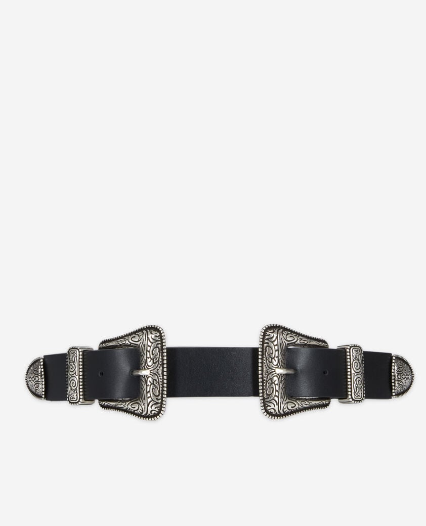 The Kooples WOMEN BLACK wide black leather belt