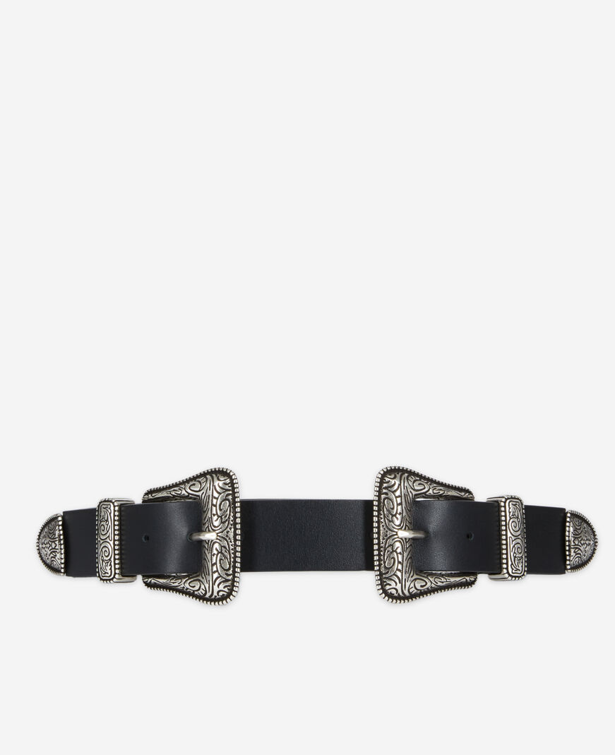 The Kooples WOMEN BLACK wide black leather belt