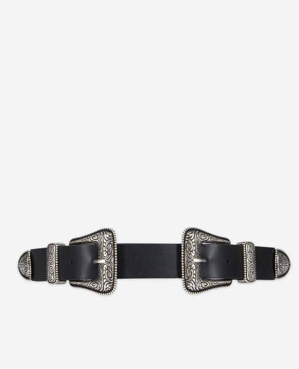 The Kooples FEMME BLACK ceinture large en cuir noire