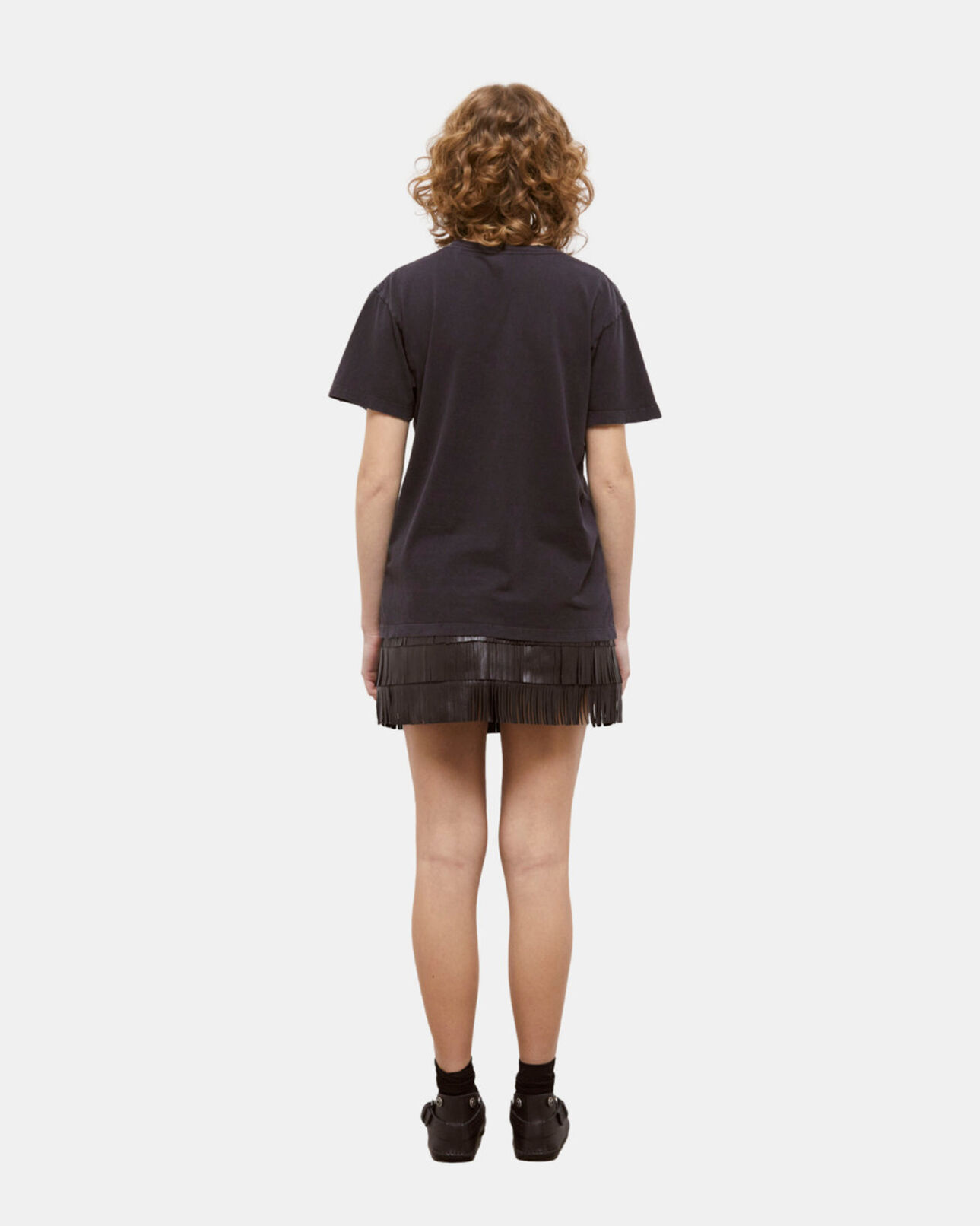 The Kooples F BLACK WASHED women's black screen print t-shirt
