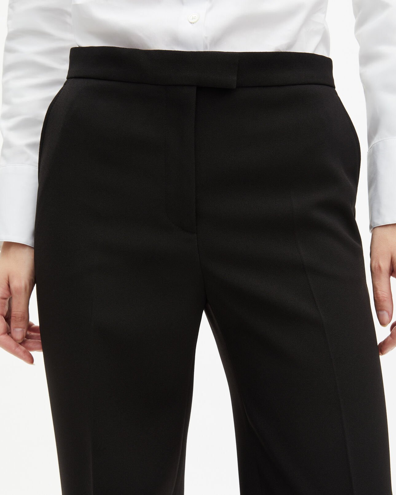The Kooples FEMME BLACK pantalon tailleur en crêpe coupe droite noir