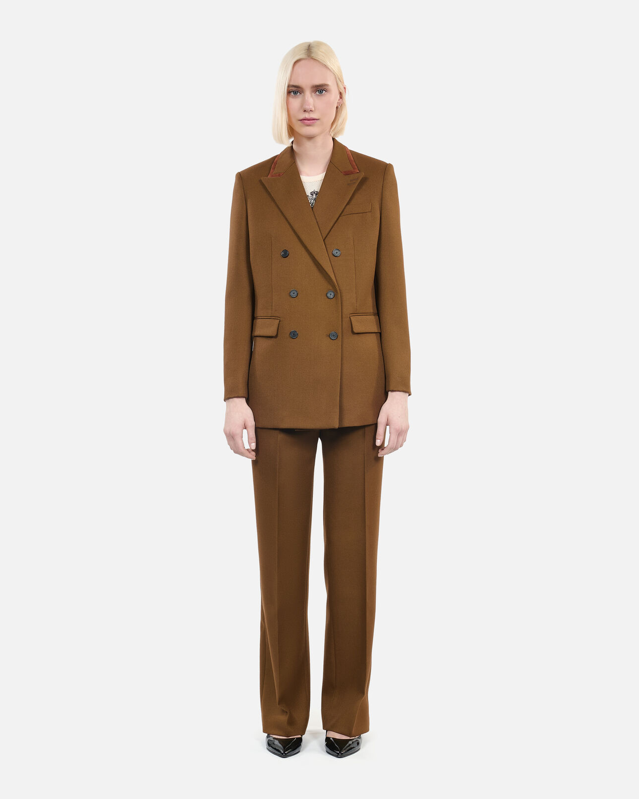 The Kooples WOMEN KAKI loose-fitting brown suit trousers