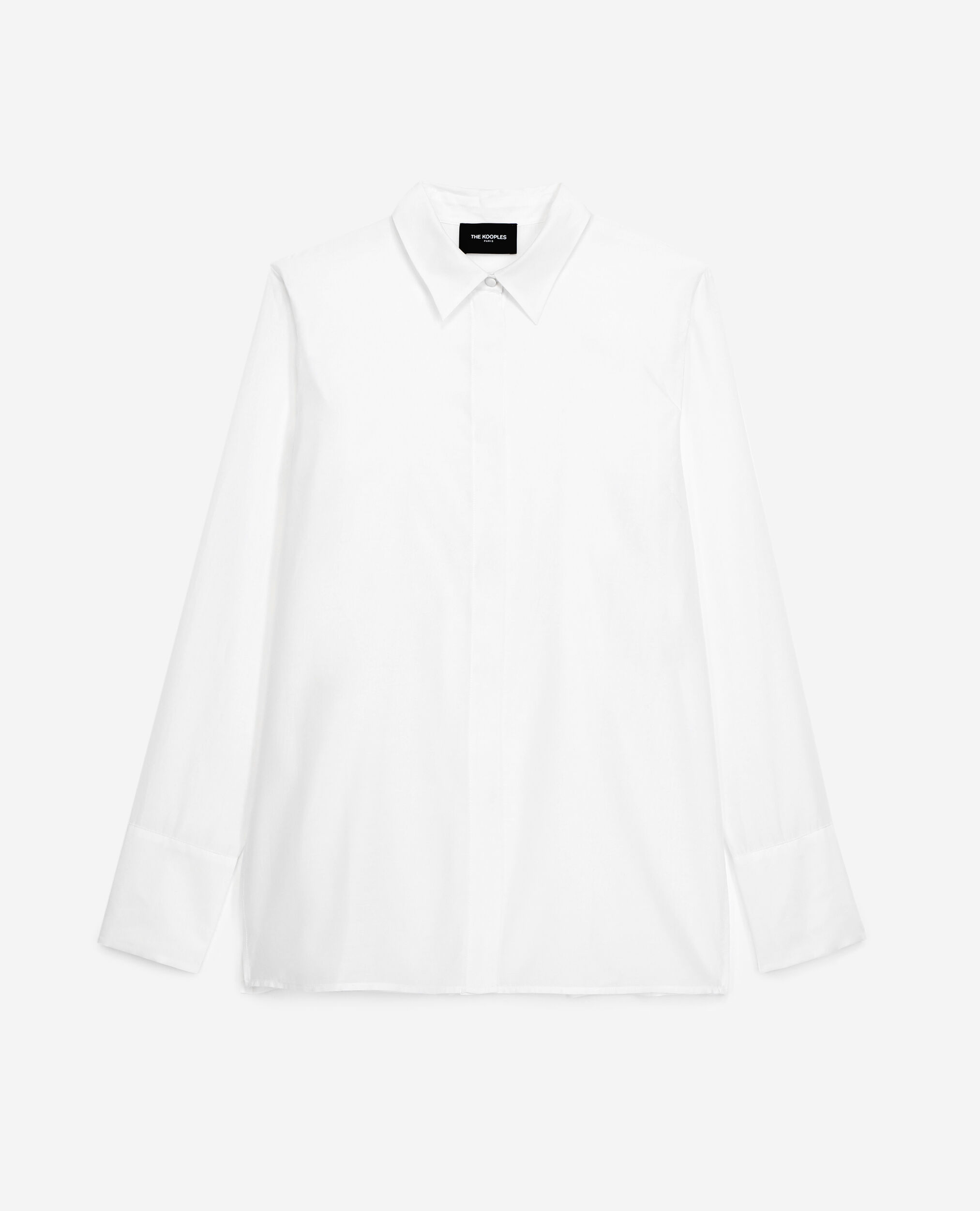 Camisa blanca clásica plisado posterior, WHITE, hi-res image number null