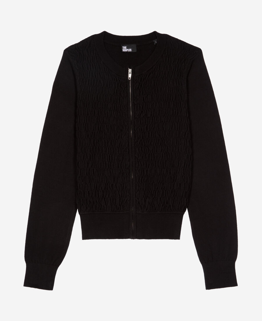 The Kooples WOMEN BLACK black zipped cotton cardigan