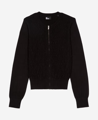 The Kooples WOMEN BLACK black zipped cotton cardigan