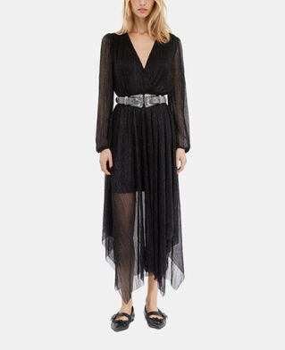 The Kooples WOMEN ANTIC SILVER leather belt with rhinestones and double western buckle