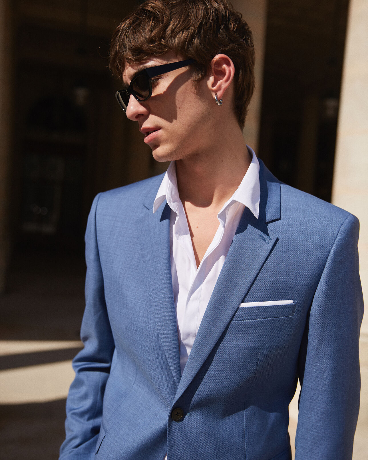 The Kooples MEN BLUE slim-fit blue wool blazer