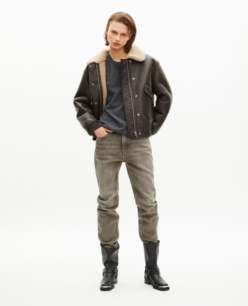 The Kooples F OLIVE_01 wide-leg olive jeans