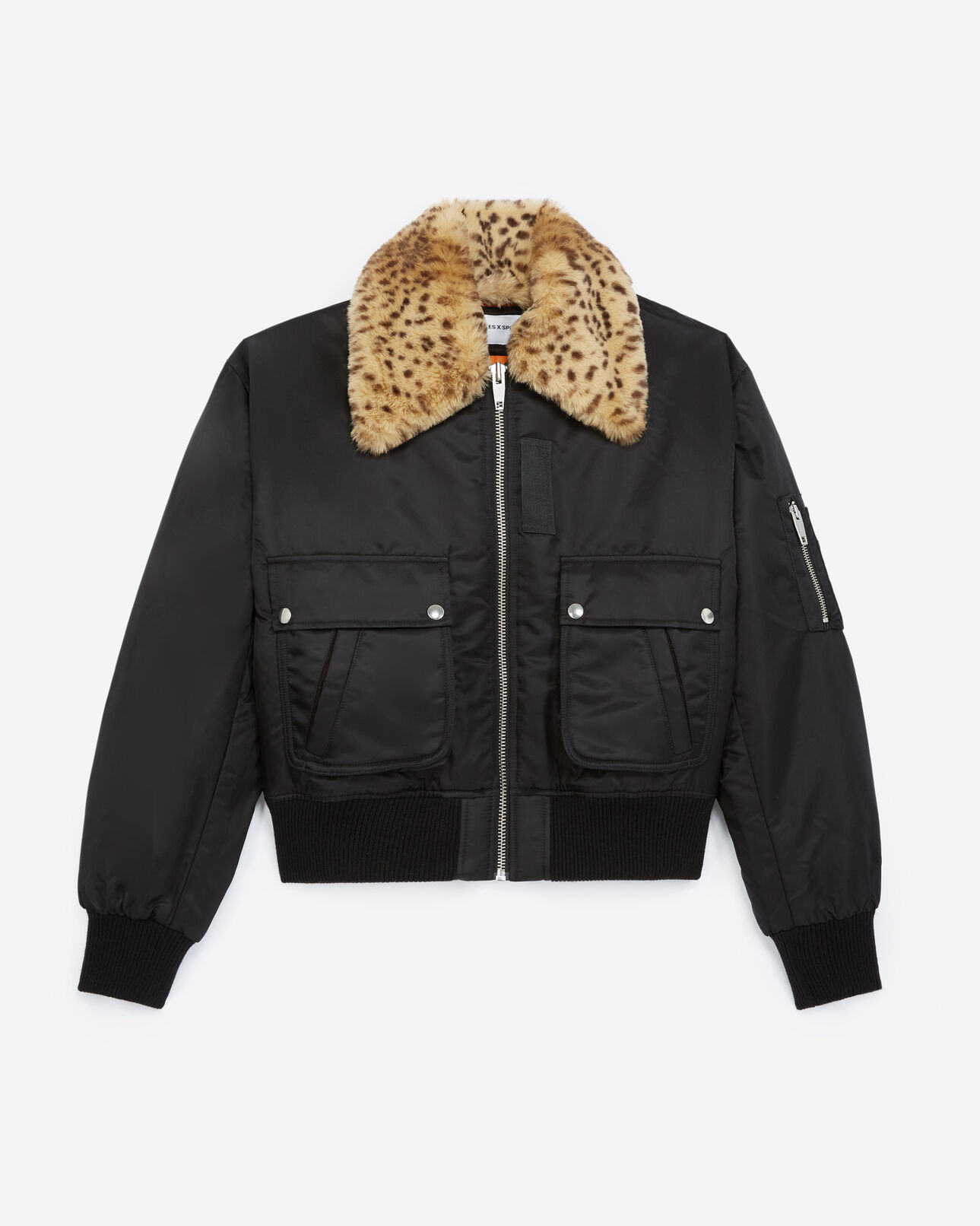 The Kooples FEMME BLACK blouson tissu technique noir col fourré