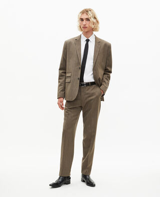 The Kooples H LIGHT BROWN straight brown pinstripe suit pants