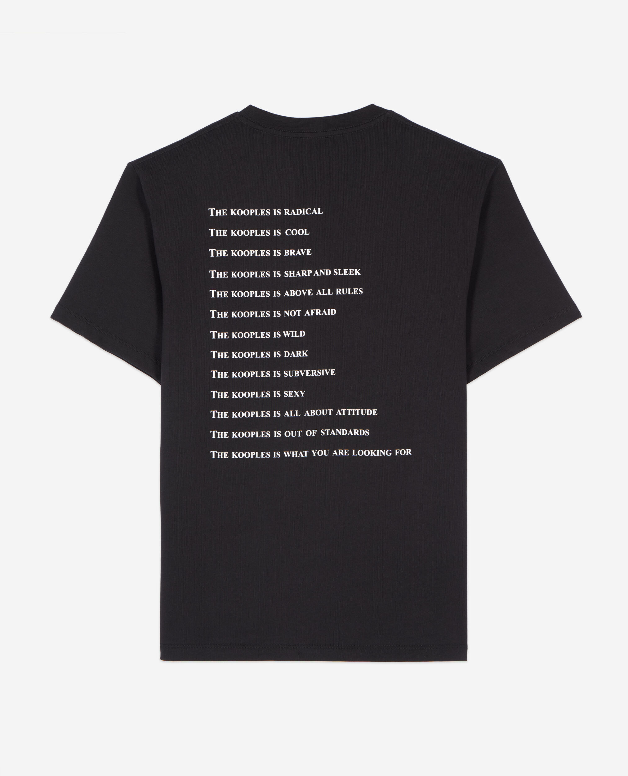 Schwarzes T-Shirt in Lederoptik mit What is-Schriftzug, BLACK, hi-res image number null